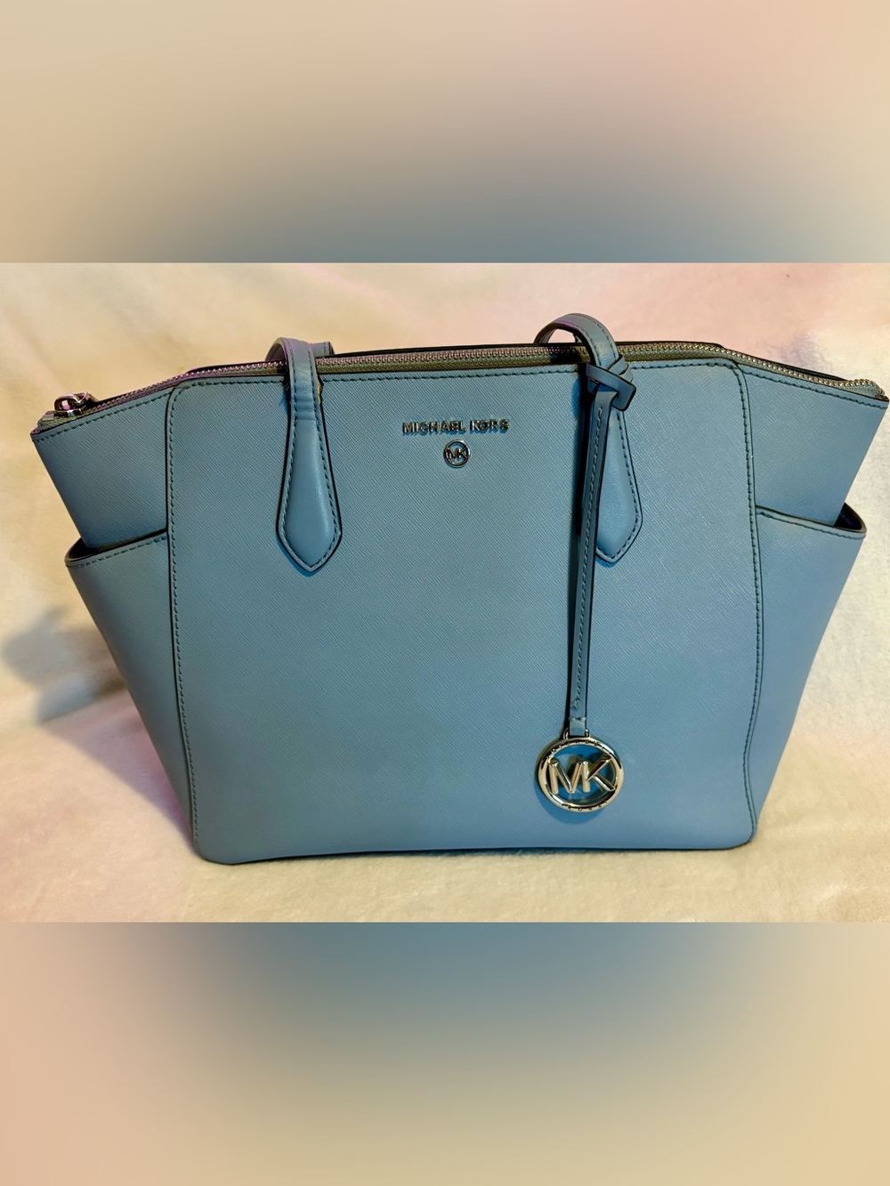 MICHAEL KORS Marilyn Chambray Blue Saffiano Leather Tote